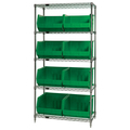 Quantum Storage Systems Chrome Wire Shelving Unit with Bins WR5-270GN